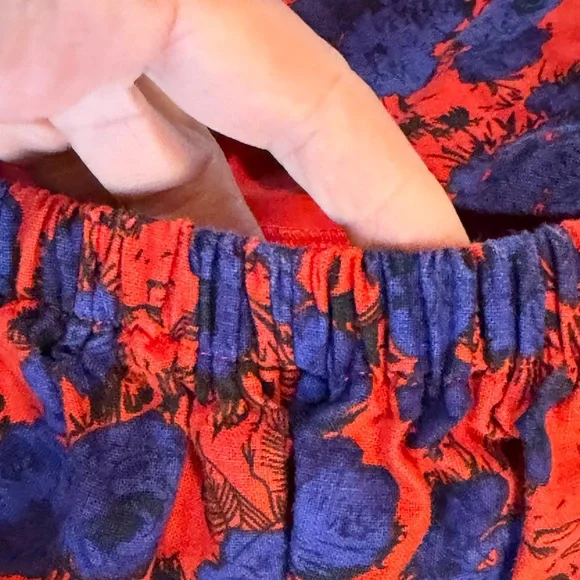 Retro Rockabilly Floral Linen Cotton Blend Dress w Pockets Size Large red blue - Picture 16 of 16